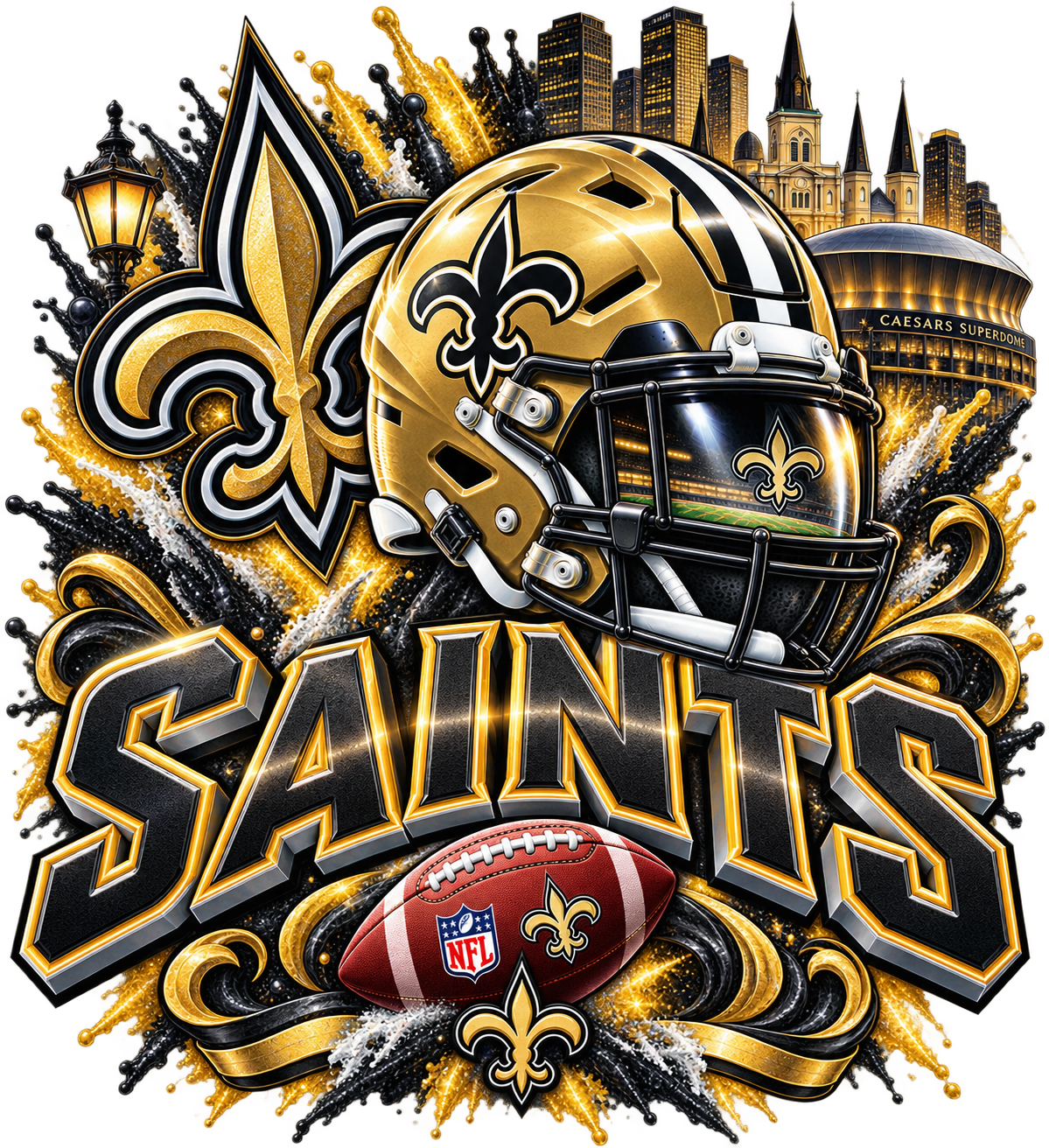 SAINTS MALE Sports Theme Inspired Lithophane Lampshade