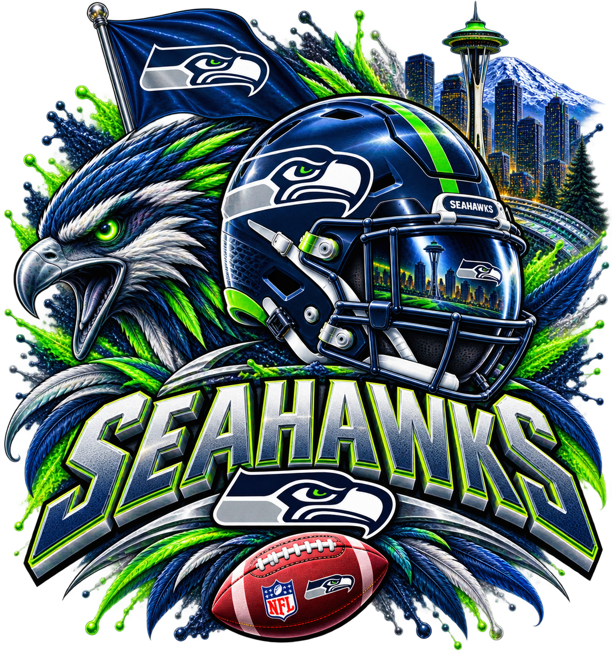 SEAHAWKS MALE Sports Theme Inspired Lithophane Lampshade