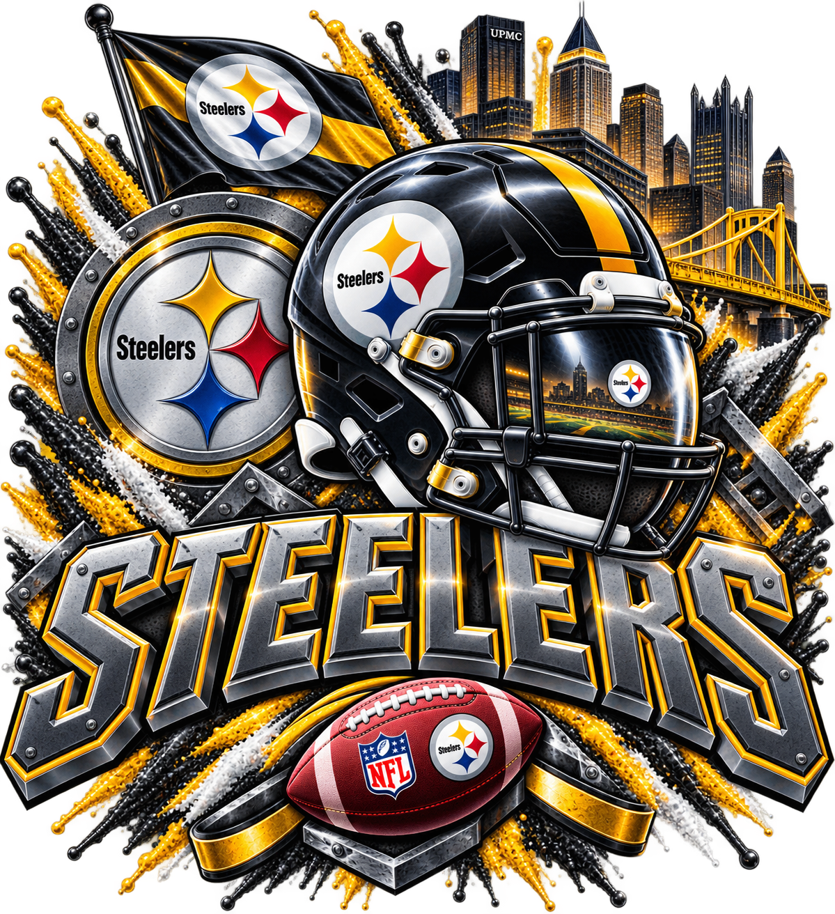 STEELERS MALE Sports Theme Inspired Lithophane Lampshade