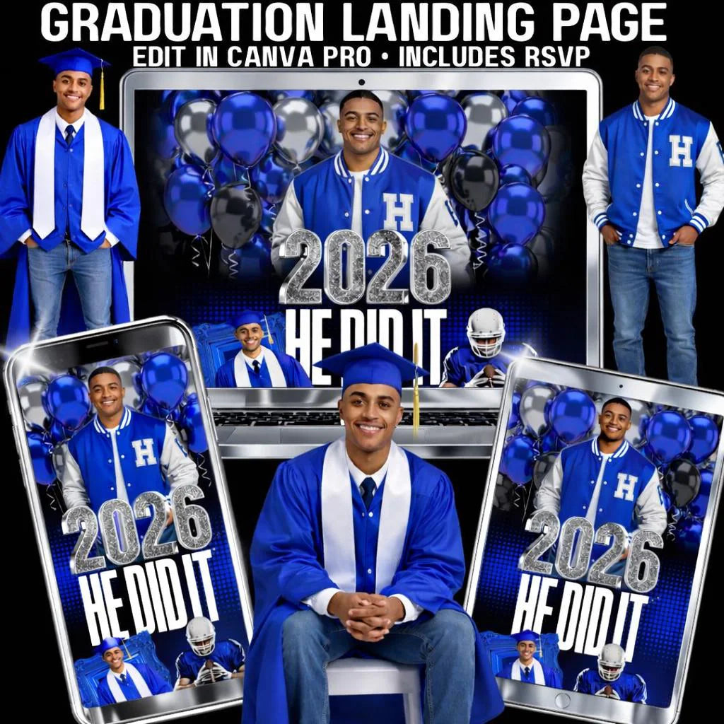 Graduation Invitation Website with RSVP tracking: Editable Canva Template (Digital Download) (Copy)