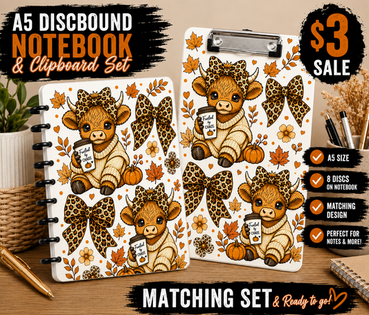 Brown Highland Cow A5 Discbound Notebook & Clipboard STL 3MF Files | Breast Cancer Awareness Cow | Matching 3D Print Set | Digital Download (Copy)